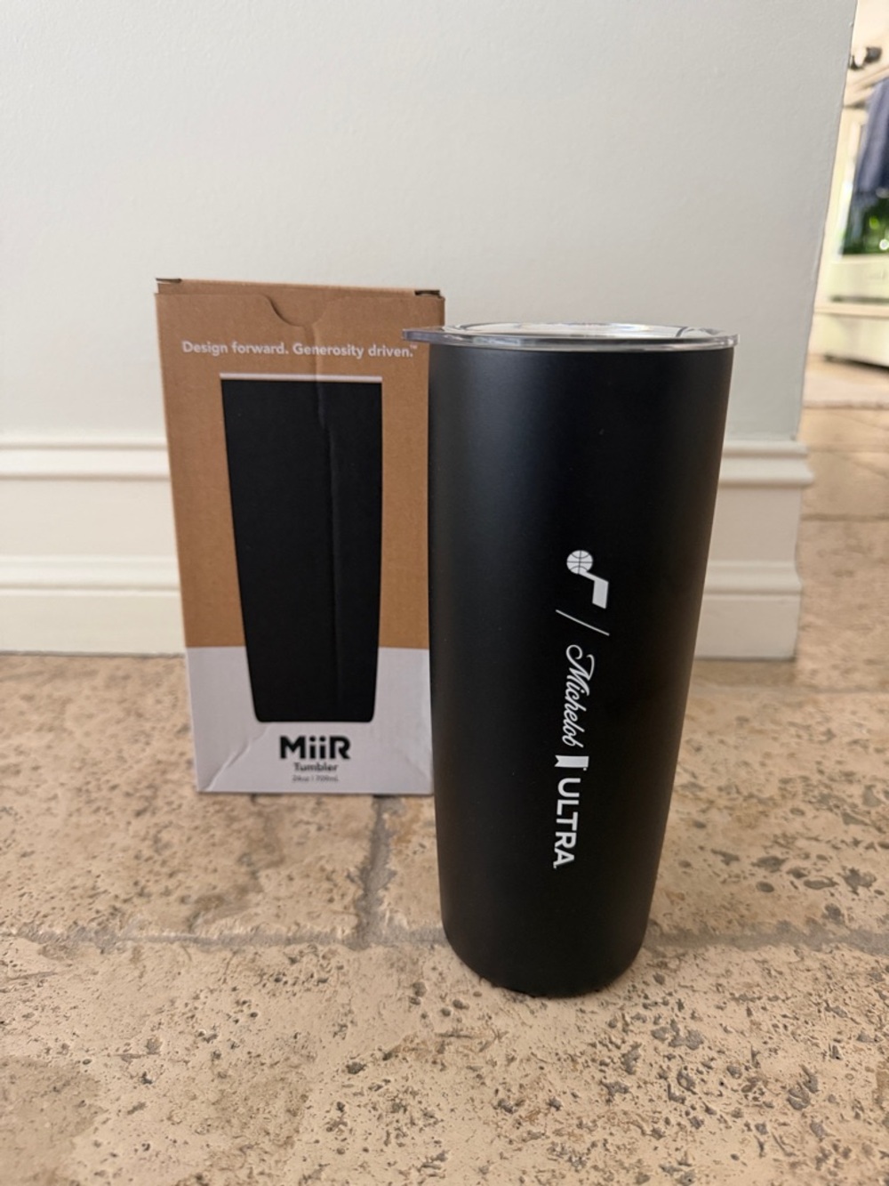 MiiR 24oz Black Tumbler with White Utah Jazz & Michelob Ultra Logo